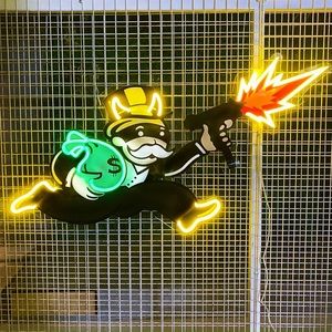 Size 40x23 (Width x Height) Violent Monopoly Gun Led Neon Acrylic Artwork